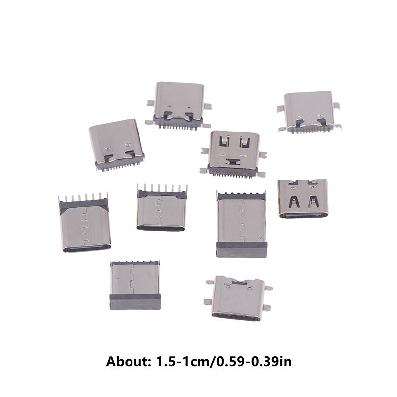 100 Stück/Box 10 Modelle Typ-C USB Ladedock-Anschlüsse Mix 6-Pin und 16-Pin Verwendung für Telefon- und Digitalprodukt-Reparaturset
