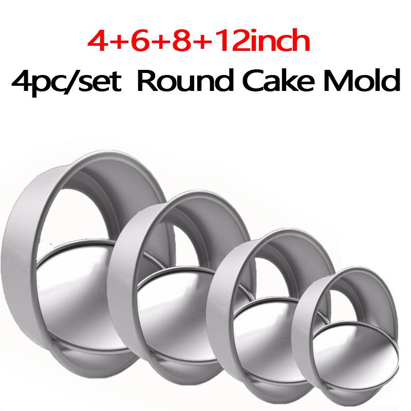 4pcs Round Cake Mold Aluminium Bakeware with Removable Base for Cake Baking Party Birthday Cake Cake Baking Tray Bakery Tools