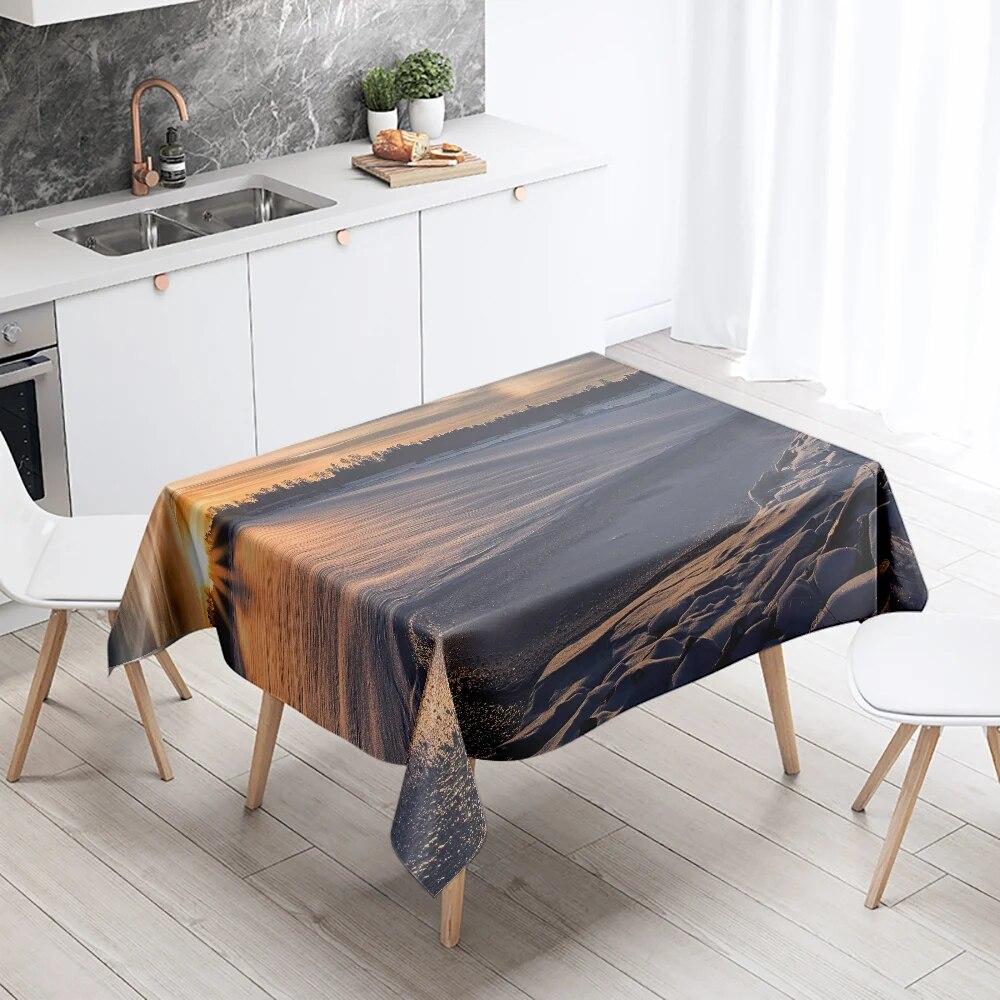 Winter Snow Tablecloth Beautiful  Anti-fouling Waterproof Rectangular Kitchen Table Home Decoration