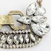 Womens Large Fashion Crystal Charm Statement Bib Necklace Silver