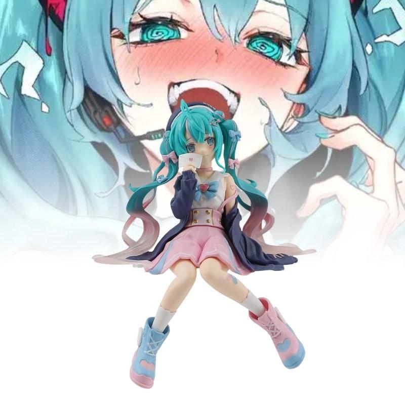 Adorable Hatsune Miku Pink Sitting Pose Pvc Figure For Collectors And Fans