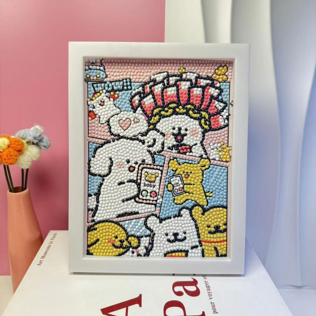 Children'S Diamond Painting Framed Handmade Diy Material Bag Sanrio Diamond Paste Painting Concentration Toy