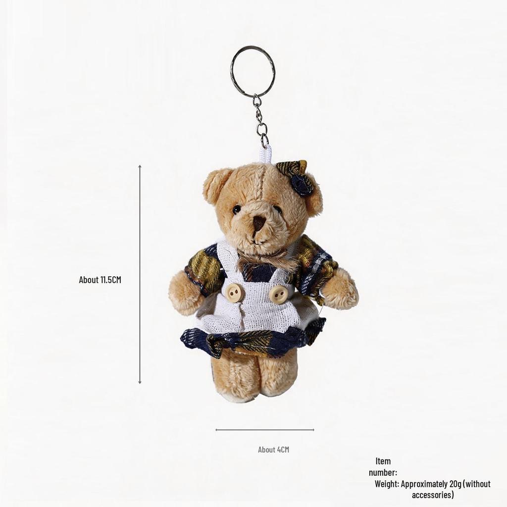 Cartoon Burlap Bear Keychain Pendant - Plush Doll Decoration for Student Bags