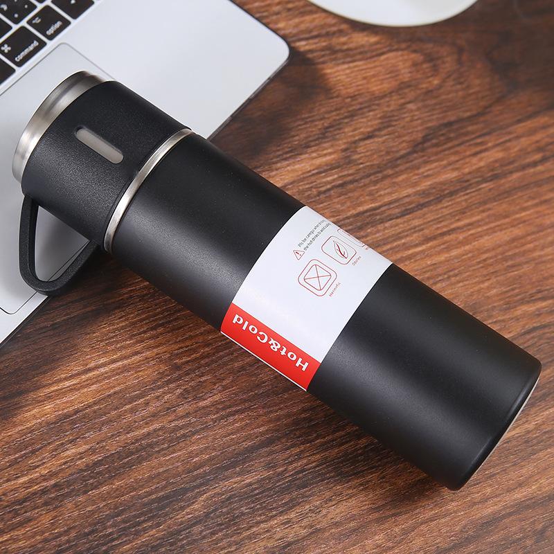 500ML Stainless Steel Vacuum Flask Gift Kit Office Business Style Thermos Bottle Outdoor Use Hot Water Thermal Insulation Couple Cup