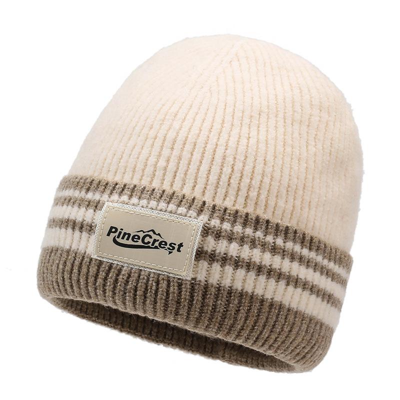 

Осень Зима Мужчины Женщины Осень Зима Полосатая Шерстяная Шапка Вязаная Шапка Пуловер Лыжная Шапка бежевый