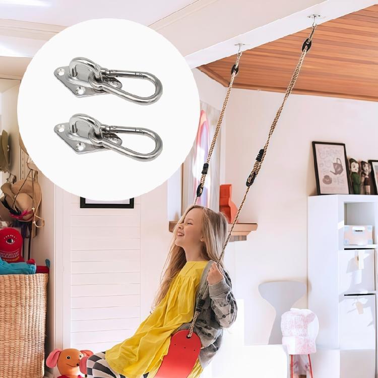 Marine Mounting Hook Plate Set with Stainless Steel Pad Eye Base and Snap Hook, 2 Pack for Hanging Installations