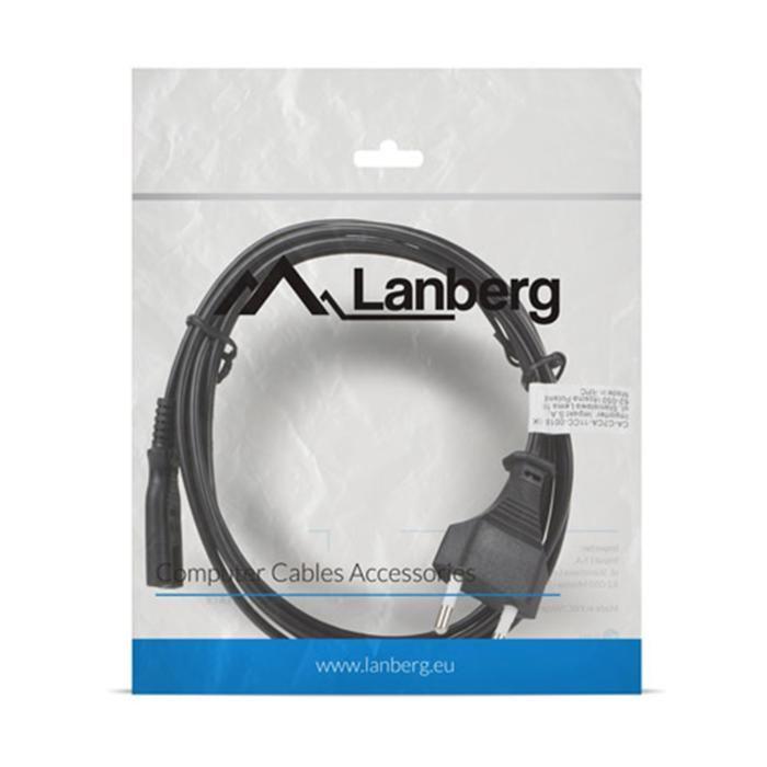 Lanberg env.-c7ca 11cc 0018 -BK cee 7-16 Euro mâle vers IEC 320 C7 Femelle câble dalimentation VDE, Noir 1,8 m