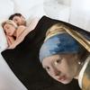 Girl with a Pearl Earring Throw Blanket Furry Soft Plush Plaid Thin funny gift Blankets