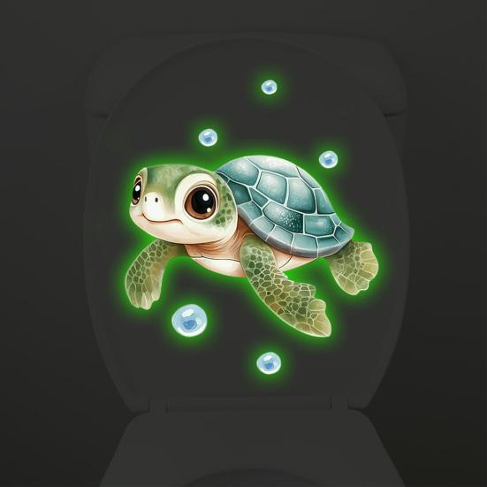 Yousheng Glow in The Dark Toilet Seat Sticker Sea Turtle Whale Bathroom Wall Decal under The Sea Ocean Sticker for Toilet Tank Lid
