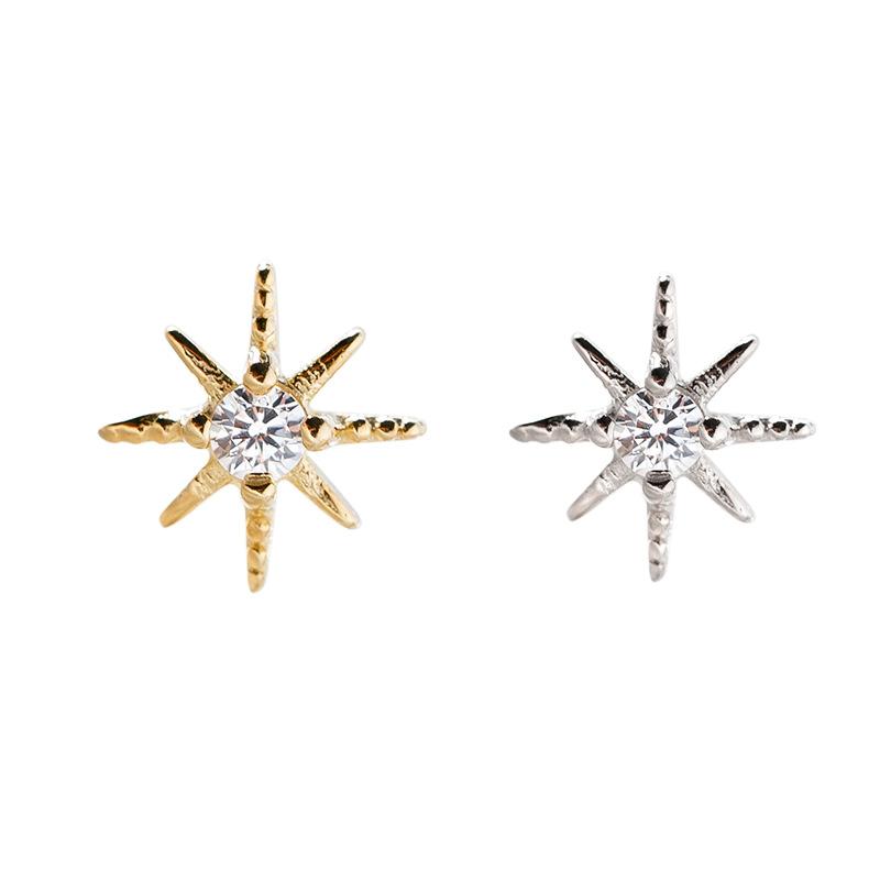 New Korean Version Super Flash Exquisite Eight-pointed Star Earrings Star Women Super Fairy
