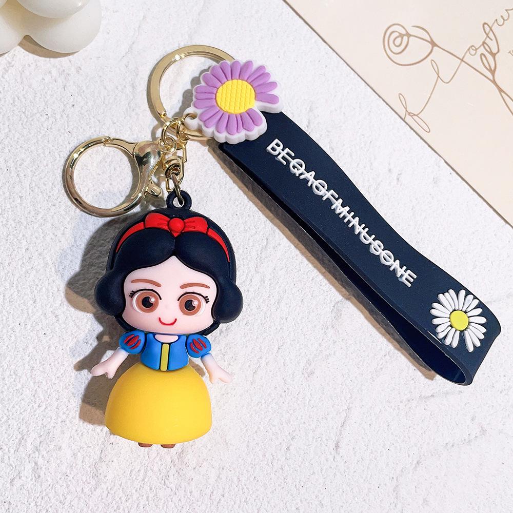 Snow White Elsa Alice Pendant Keychain Cartoon Phone Bag Mermaid Princess Key Chain Jewelry Kids Fans Gifts