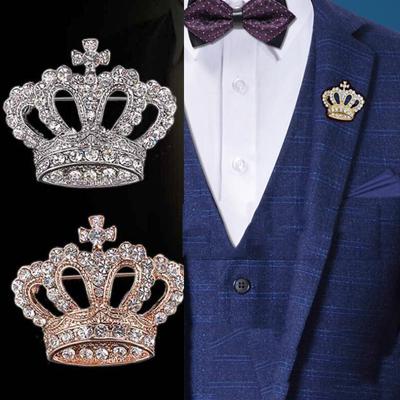 Spilla di lusso con corona di strass per donna uomo Spilla da bavero abito camicia colletto distintivo spille corpetto per uomo accessori gioielli