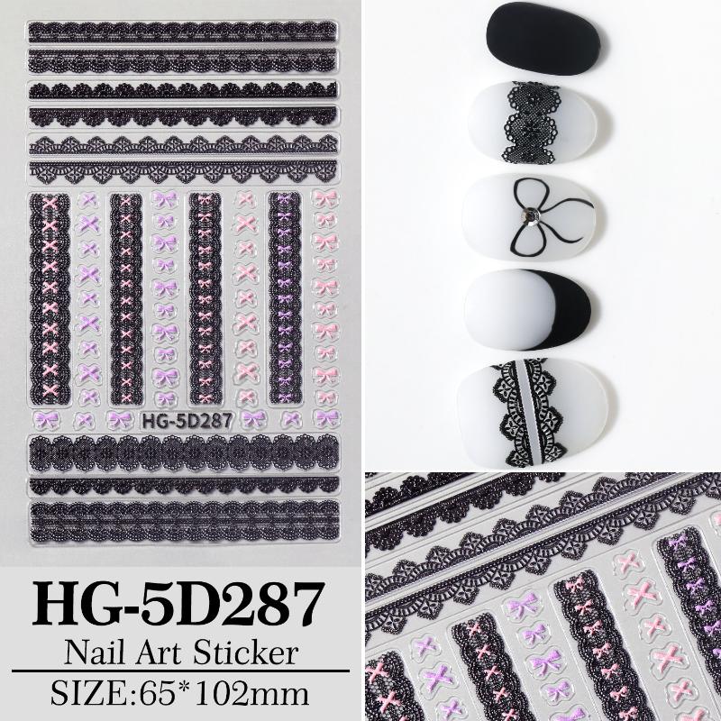 1/3Pcs Bow Lace Nail Stickers With Sweet Hearts Self Adhesive Nail Art Stickers Decals Japanese Winter Knit Lace Decoration
