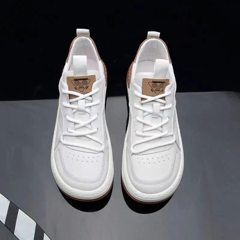 Genuine Cow Leather Men Sneakers Male  New Man Comfortable Hollowed Breathable Casual Sports Shoes Men's Chaussure Homme