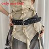Retro Punk Pu Leather Wide Belt With Studded Decor For Womens Vintage Skirts And Jeans