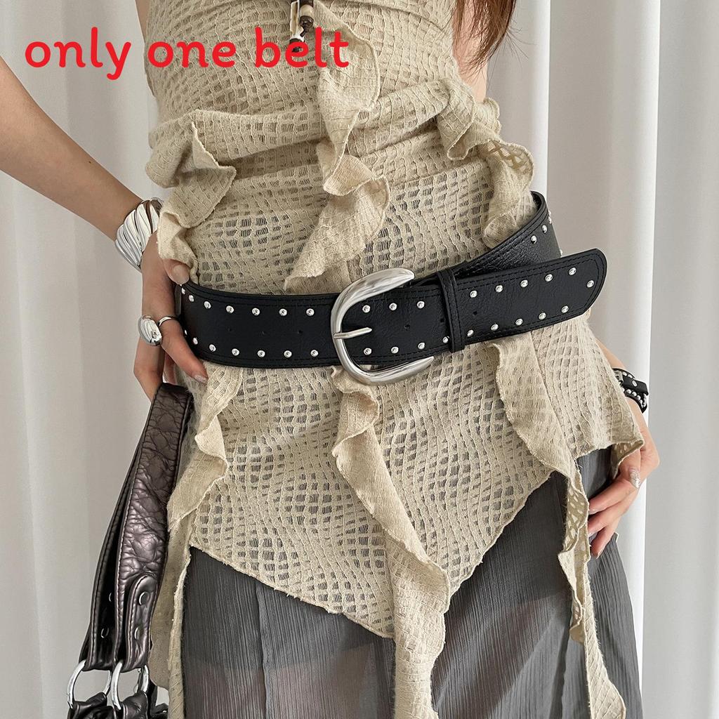 Retro Punk Pu Leather Wide Belt With Studded Decor For Womens Vintage Skirts And Jeans