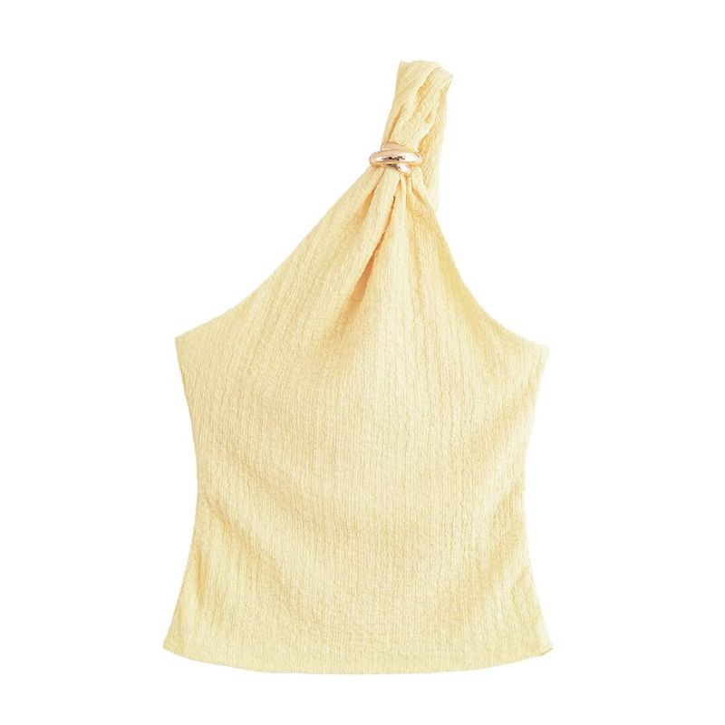 Kaslead New Arrival Women's Clothing Fashion Style Stylish Simple and Versatile Silm One Shoulder Tops 1293575