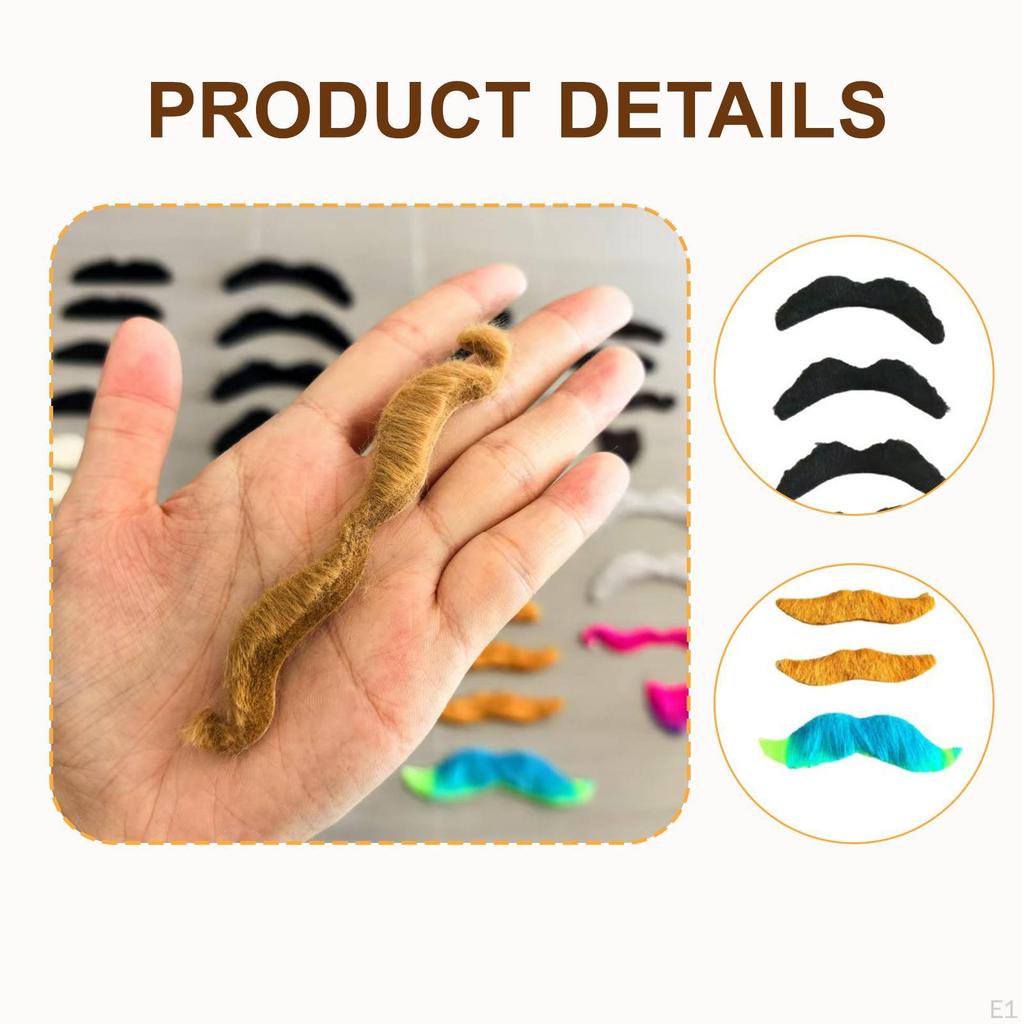 40 Pieces Self Sticky Mustache Set Costume Accessories Halloween Beard Lifelike Fake Mustaches