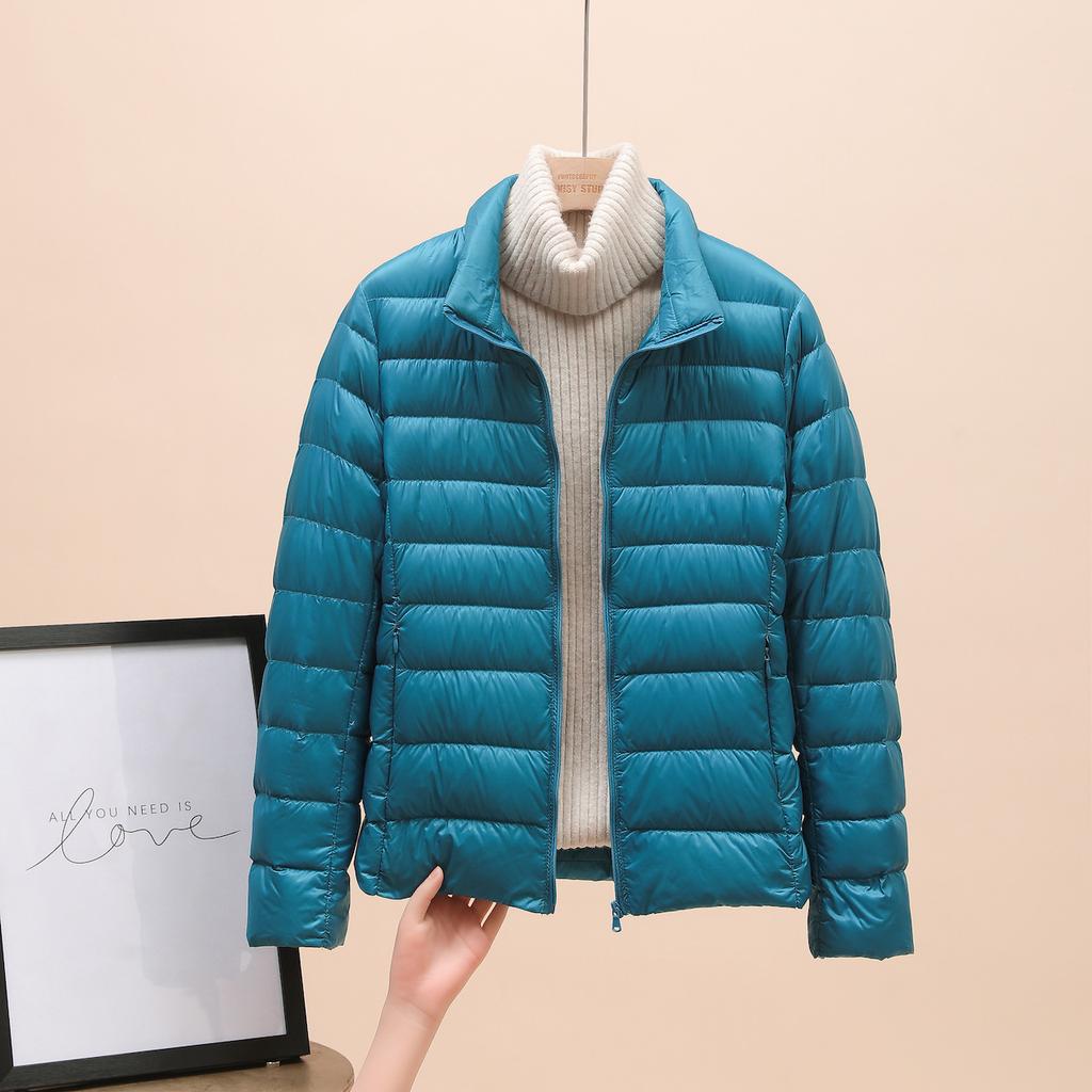Down jacket women's new short light and thin thickened warm slim white duck down fashion coat