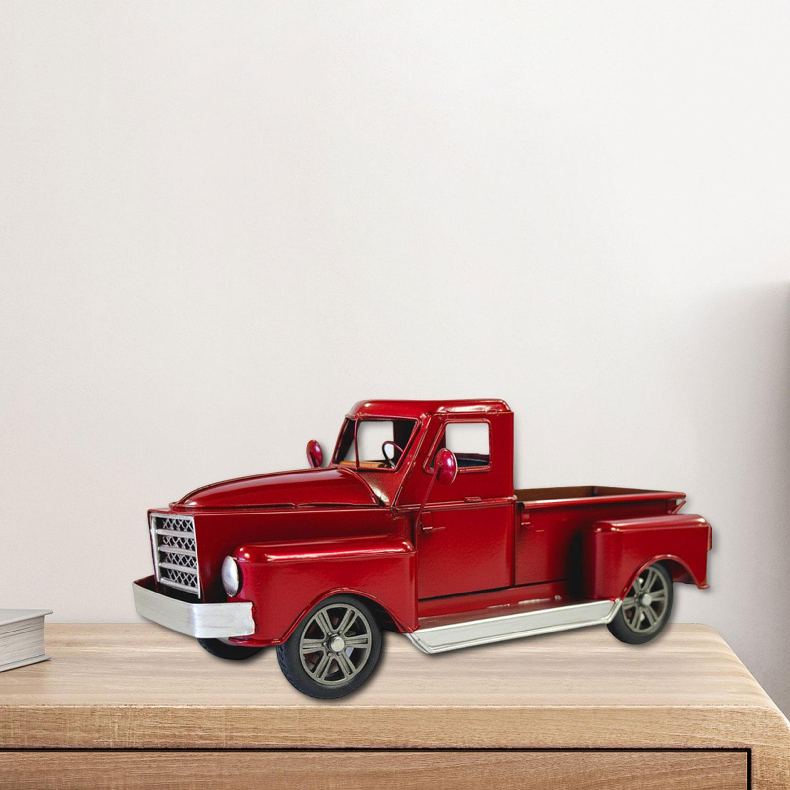 

Truck Statue Iron Figurine Decorative Artwork Red Sculpture Tabletop Ornament for Table Centerpieces