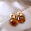 Autumn/Winter 2025 Retro French Brown Heart Stud Earrings - High-End Women's Jewelry