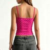 Camiseta sin mangas casual para mujer con lunares, ajuste ceñido, tipo top, sin cierres, camisola, camisa, tela elástica, ligera, suave, para usar en verano