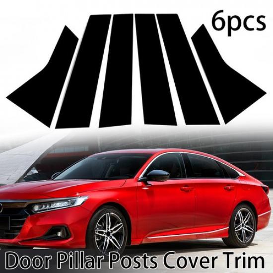 6x Door Window Pillar Posts Trim Covers Decoration Black Fits Honda Accord 18-22