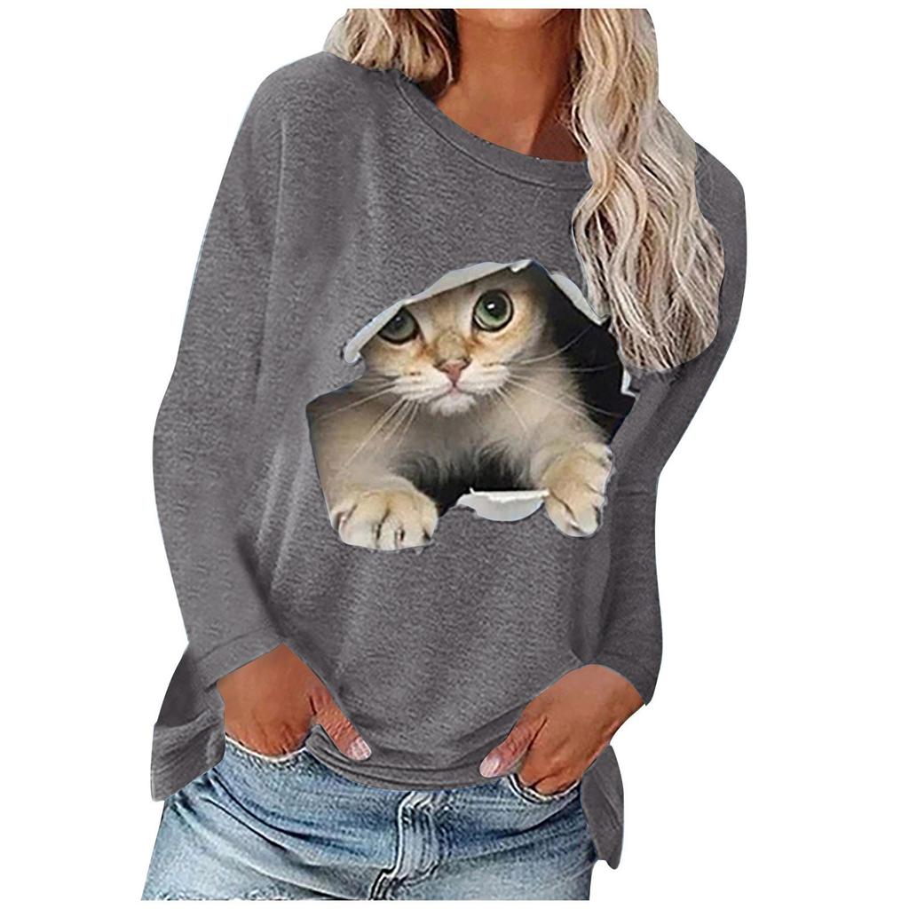 Women's Fashion And Winter Round Neck Casual Pullover Long Sleeve T-Shirt