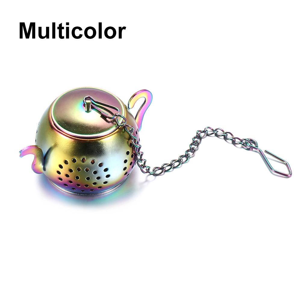 1Pc Teapot/Heart Shaped Tea Strainer with Chain Stainless Steel Tea Infuser Loose Tea Spice Filter Diffuser Teaware Gold Silver