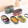Large Capacity 700ml Bento Box, 2-Tier, Insulated, Leak-Proof, Includes Dinnerware, Chopsticks, Spoon, and Fork, Microwave Safe, Perfect for Commuting