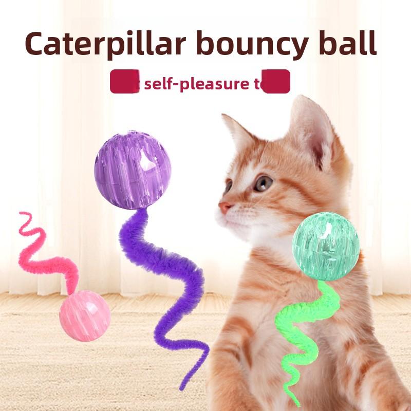 Cat-jumping Caterpillar Pet Balls That Can't Be Bitten Through, Interactive and Durable Rubber Throwing Balls, Hole Balls, and Jumping Ball Toys