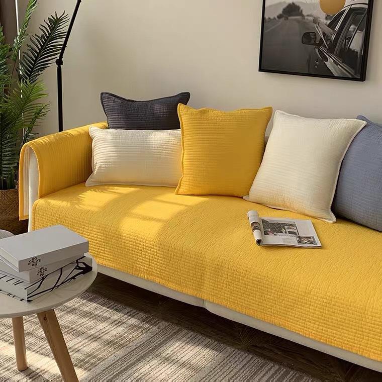 Nordic Simple Modern Solid Color Fabric Craft Four Seasons Universal Non-Slip Sofa Cushion Cushion Autumn and Winter