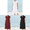Cotton Linen Long Dress With Pocket And Stand Collar For Casual Travel