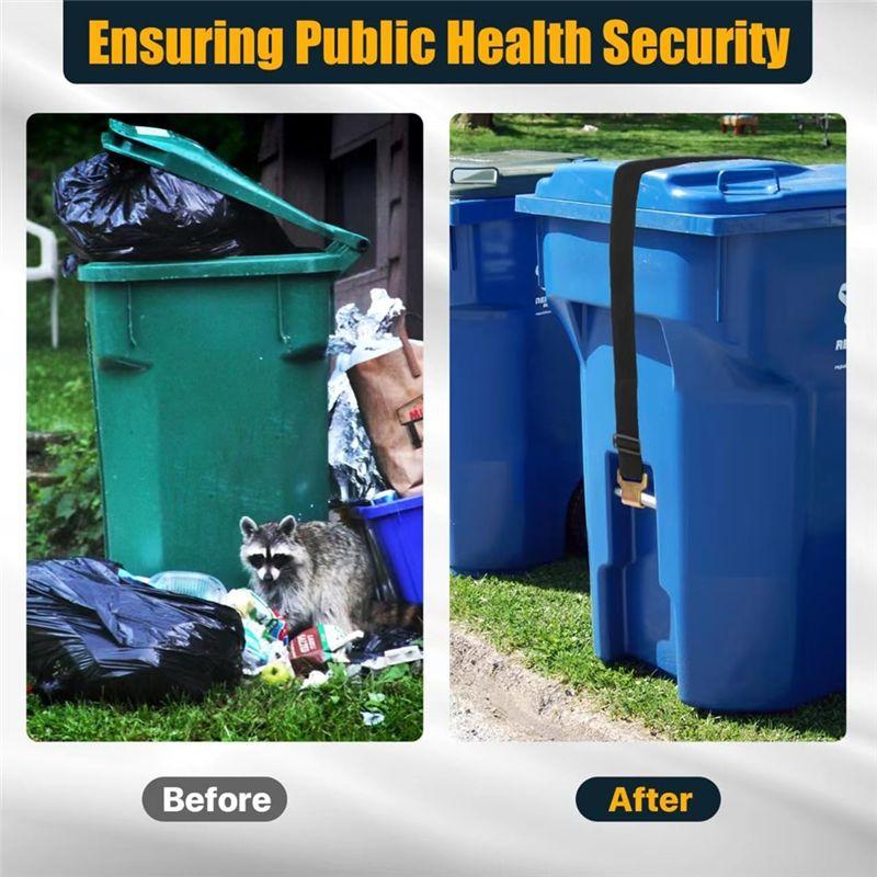 ABWR-Trash Can Lock,Garbage Can Lock For Animal Fits 30-50 Gallon Bin,Adjustable Trash Can Lid Lock/Strap With Metal Claw