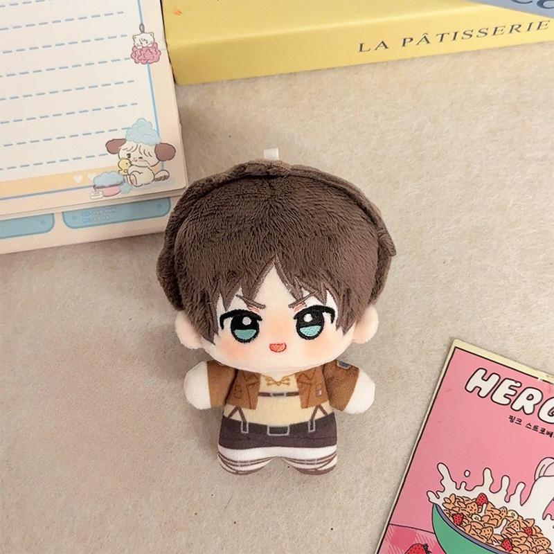 10cm Attack On Titan Plush Doll Eren Mikasa Levi Anime Mini Doll Keychain Cute Backpack Pendant Decoration Boys Girls Gift