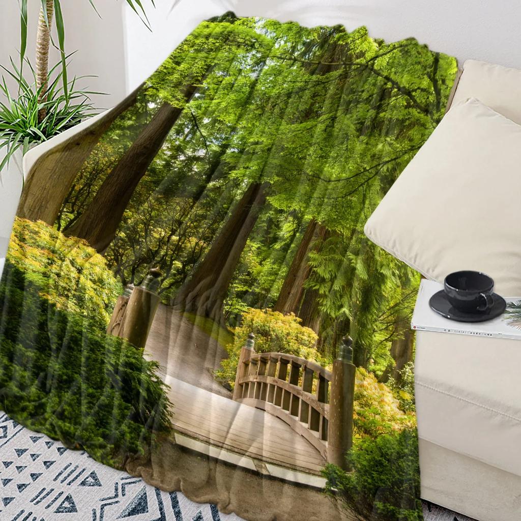 Decke Dschungel Grün Blätter Wald Decke Weich Bequem Plüschdecken Warm Sofa Bettlaken