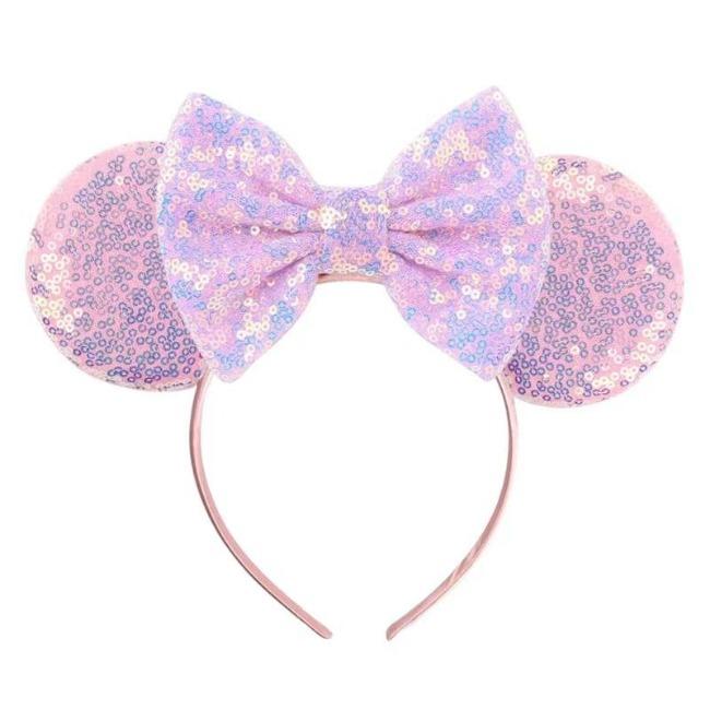 Silver Shinny Mouse Ears Headband For Girls Shinny Sequin Bow Hairband Festival Party Cosplay DIY Hair Accessories