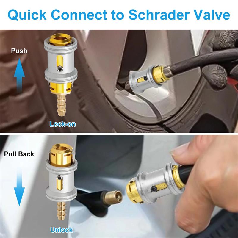 2 Stück 6mm Auto Reifenventil Clip Pumpe Düse Klemme Massivmessing Schnellkupplung Aufblasanschluss Auto Luftventil Aufblasgerät Pumpenadapter