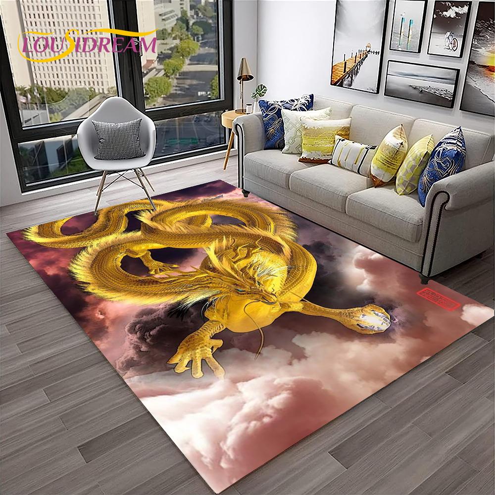 3D China Draak Mythe Kunst Cartoon Tapijt Tapijt voor Thuis Woonkamer Slaapkamer Bank Deurmat Decor, Speelruimte voor Kinderen Tapijt Antislip Vloermat