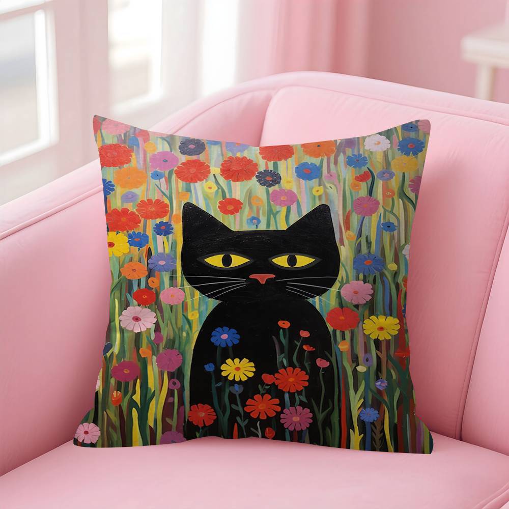 Painting Of A Cat Cushion Cover Pillowcase Upholstery Sofa Throw Pillow Home Decor Pillowcas