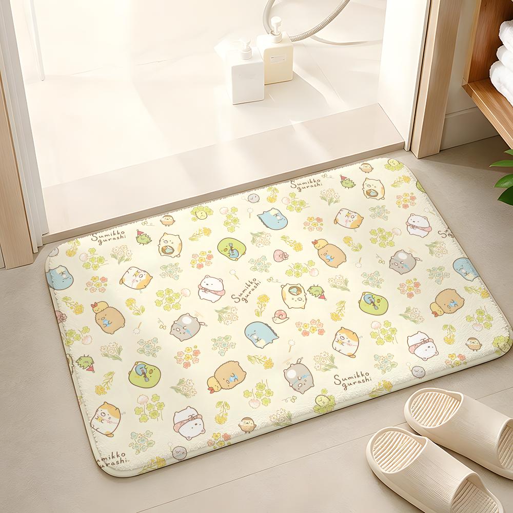 S-Sumikko Gurashi Exquisite Floor Mat Floor Mat Soft Flannel Non-Slip Door Rug for Living Room
