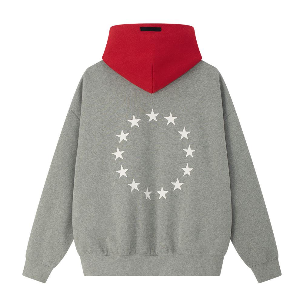 Fear of God Essentials Sixers Sport Hoodie Concrete Heather/ Red Unisex Tops Grey 192NB256416F