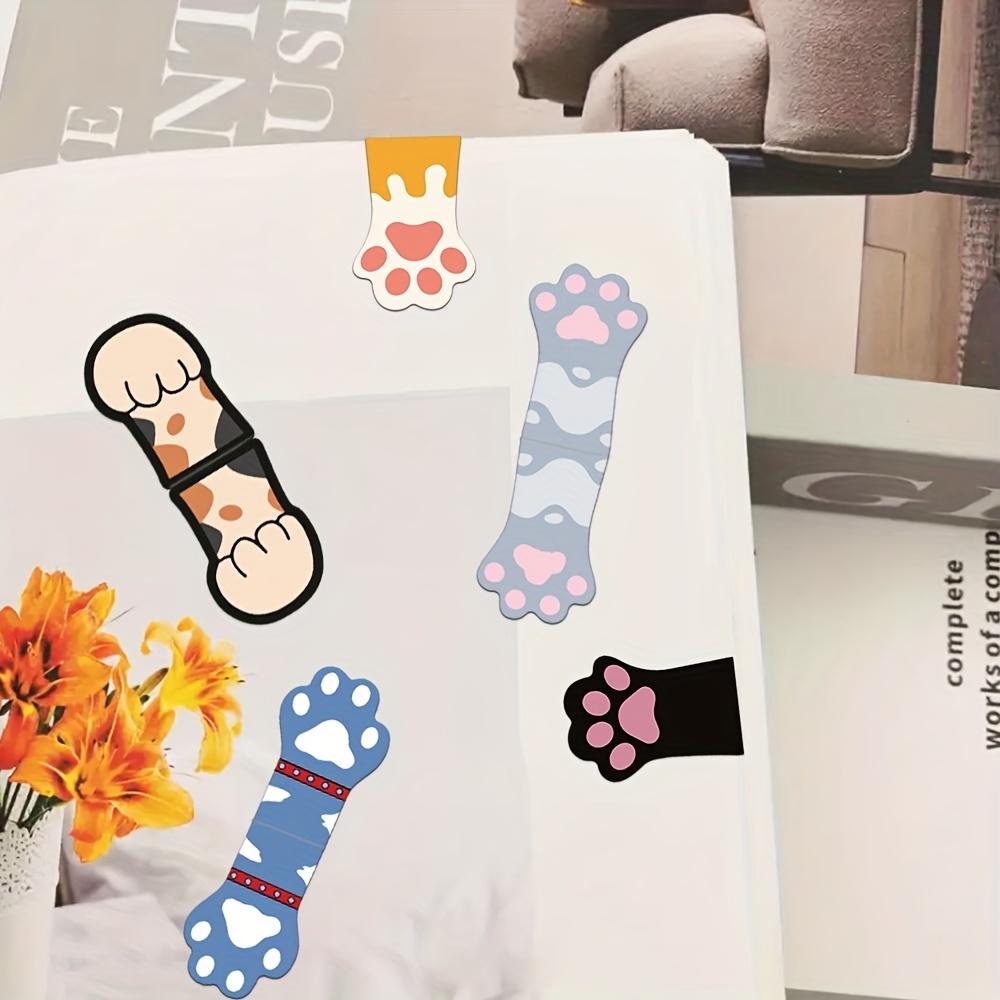 5pcs/Pack Cute Kitten Cat Paw Magnetic Bookmarks - Color-Coded (Kitten Colors) Soft Magnetic Page Clips, Foldable Book Markers for Books