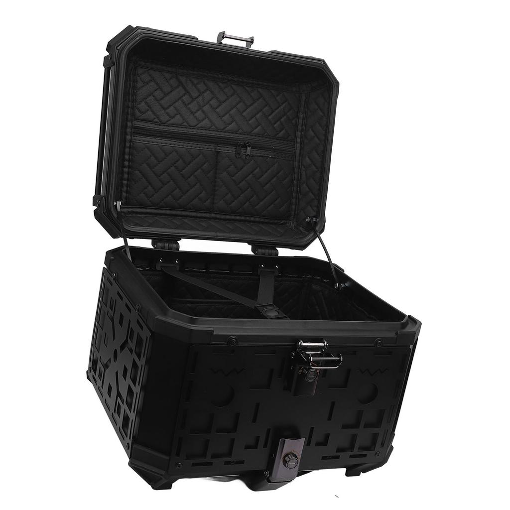 Motorcycle Rear Case 45L Aluminum Alloy with Safety Lock Quick Release Waterproofing Universal Trunk Top Box