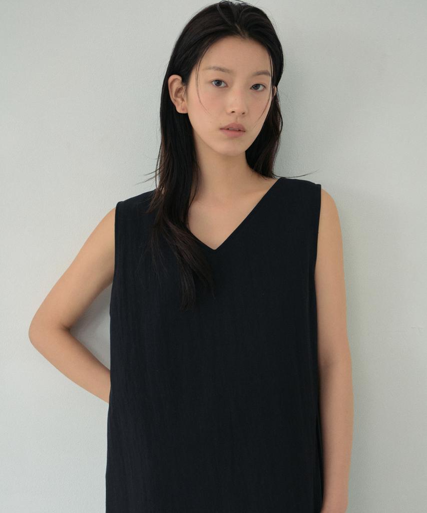 Wednesday Oasis For Woman V-Neck Layered Long Sleeveless Dress_Black(W26Ops01)