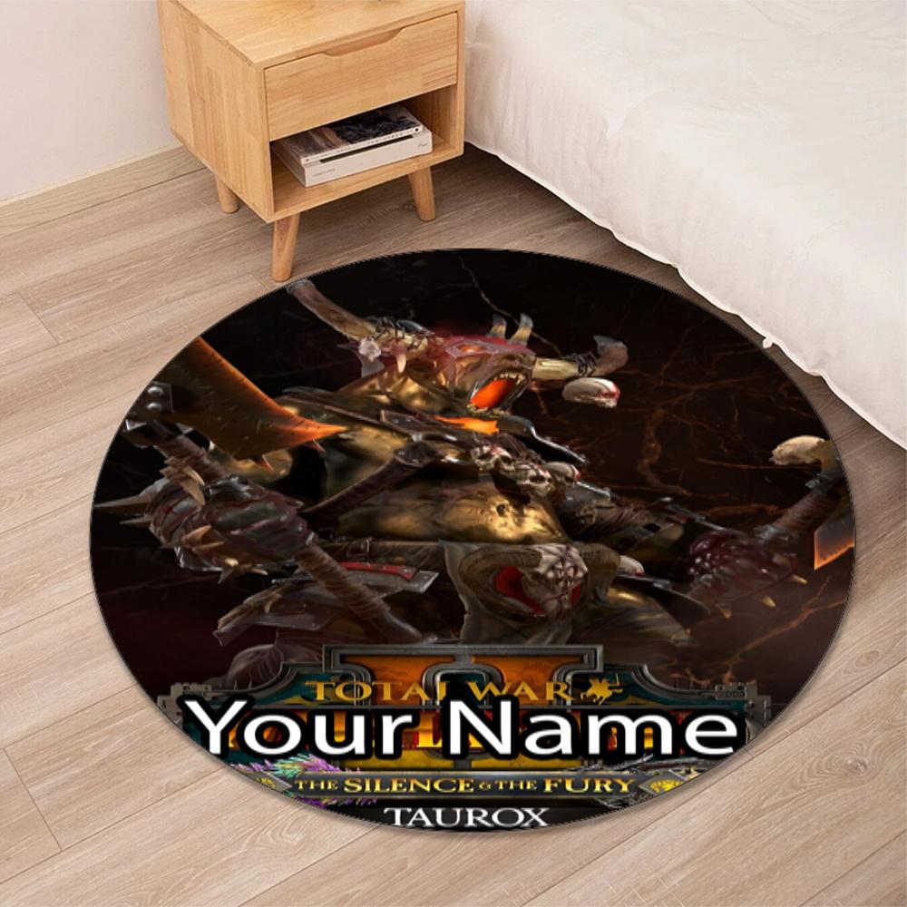 Custom Name Total War Warhammer Printed Round Rug Carpet Chair Rug Area Rug Entryway Doormats,for Office Chair Living Room Bedroom Kitchen Room.
