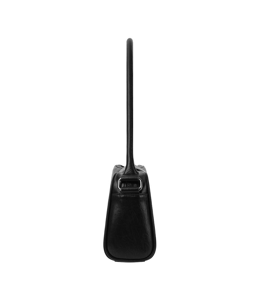 Treemingbird Square Flap Leather Shoulder Bag [ Black ]
