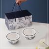 Zipuoya Rose Blue-and-White Ceramic Bowl & Chopstick Set