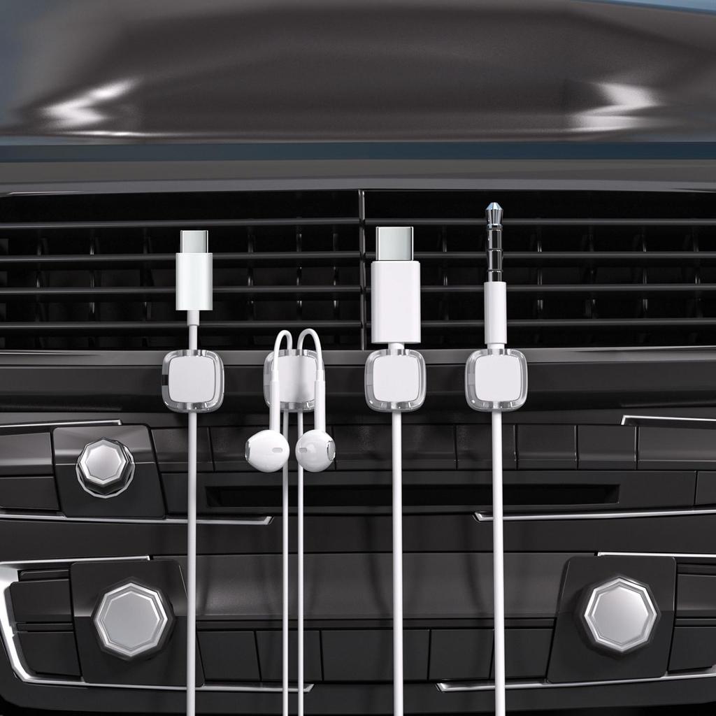 Transparent Magnetic Cable Organizer - Desktop Charging Cable Holder & Plug Hook