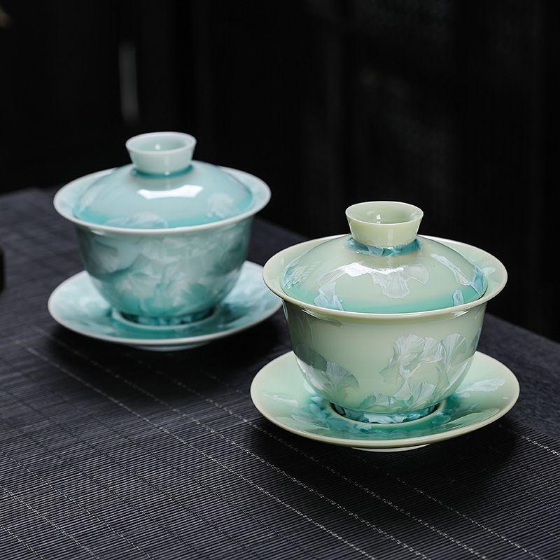 Gaiwan Kiln Transmutation Crystalline Glaze Kung Fu Tea Ceramic Bowl Large Size Traditional Chinese Tea Set for Home Office